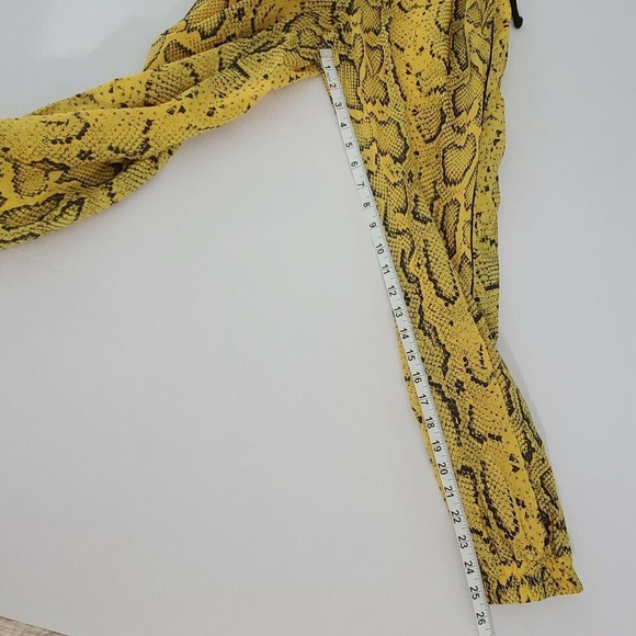 Pam & Gela Snake Print Track Pants Elastic Waist Ankle Zipper‎ Yellow Black P - Picture 10 of 12